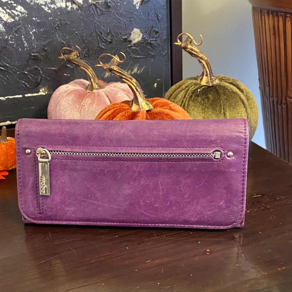 Authentic Hobo International Purple Distressed Leather Wallet